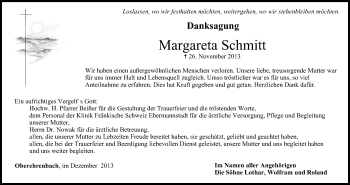 Anzeige von Margareta Schmitt von MGO