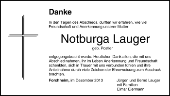 Anzeige von Notburga Lauger von MGO