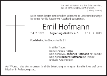 Anzeige von Emil Hofmann von MGO