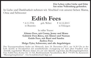 Anzeige von Edith Fees von MGO