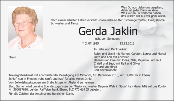 Anzeige von Gerda Jaklin von MGO
