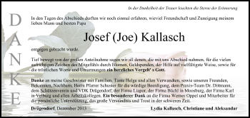 Anzeige von Josef Kallasch von MGO