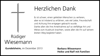 Anzeige von Rüdiger Wiesemann von MGO