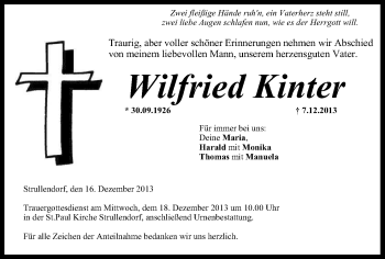 Anzeige von Wilfried Kinter von MGO
