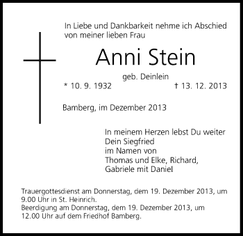 Anzeige von Anni Stein von MGO