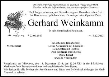 Anzeige von Gerhard Weinkamm von MGO