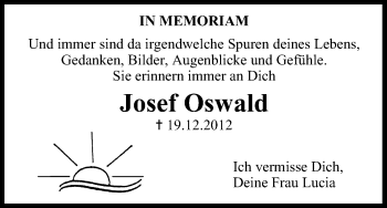 Anzeige von Josef Oswald von MGO
