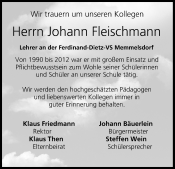 Anzeige von Johann Fleischmann von MGO