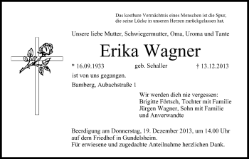 Anzeige von Erika Wagner von MGO
