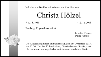 Anzeige von Christa Hölzel von MGO