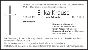 Anzeige von Erika Krause von MGO