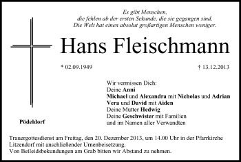 Anzeige von Hans Fleischmann von MGO