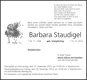 Anzeige von Barbara Staudigel von MGO