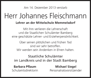 Anzeige von Hans Fleischmann von MGO