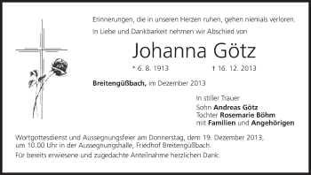 Anzeige von Johanna Götz von MGO