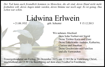 Anzeige von Lidwina Erlwein von MGO