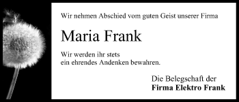 Anzeige von Maria Frank von MGO