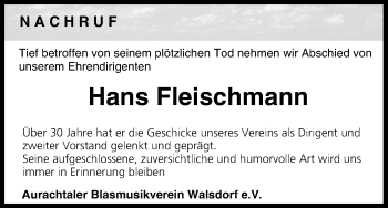 Anzeige von Hans Fleischmann von MGO