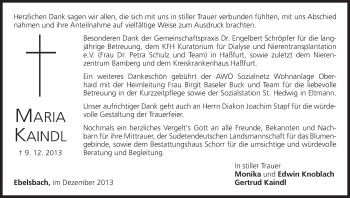 Anzeige von Maria Kaindl von MGO