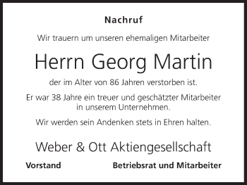 Anzeige von Georg Martin von MGO
