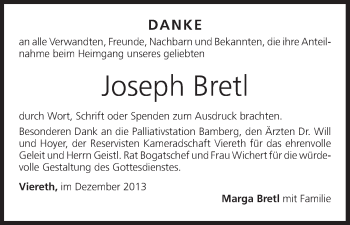Anzeige von Joseph Bretl von MGO
