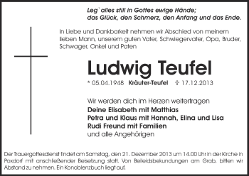 Anzeige von Ludwig Teufel von MGO
