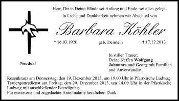 Anzeige von Barbara Köhler von MGO