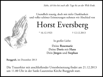 Anzeige von Horst Eversberg von MGO