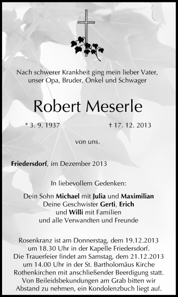 Anzeige von Robert Meserle von MGO