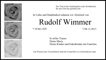 Anzeige von Rudolf Wimmer von MGO