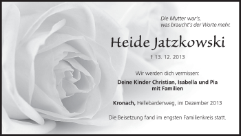 Anzeige von Heide Jatzkowski von MGO