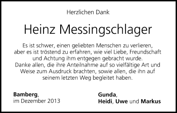 Anzeige von Heinz Messingschlager von MGO