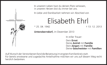 Anzeige von Elisabeth Ehrl von MGO