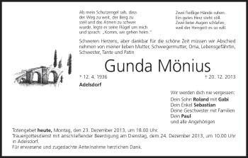 Anzeige von Gunda Mönius von MGO
