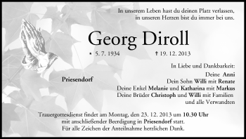 Anzeige von Georg Diroll von MGO