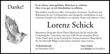 Anzeige von Lorenz Schick von MGO