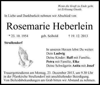 Anzeige von Rosemarie Heberlein von MGO