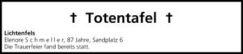 Anzeige von Totentafel vom 21.12.2013 von MGO