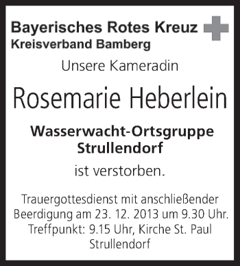 Anzeige von Rosemarie Heberlein von MGO