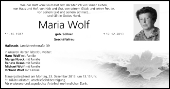 Anzeige von Maria Wolf von MGO