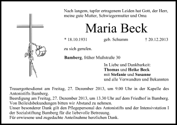 Anzeige von Maria Beck von MGO