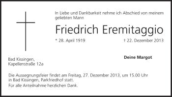 Anzeige von Friedrich Eremitaggio von MGO
