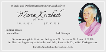Anzeige von Maria Kernbach von MGO