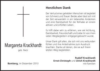 Anzeige von Margareta Krackhardt von MGO