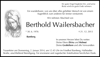Anzeige von Berthold Wailersbacher von MGO