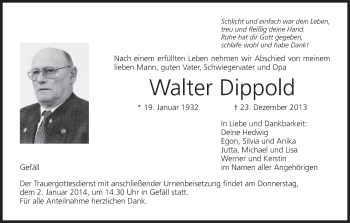Anzeige von Walter Dippold von MGO