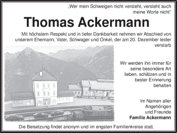 Anzeige von Thomas Ackermann von MGO