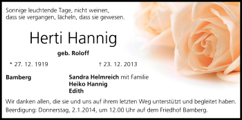 Anzeige von Herti Hannig von MGO