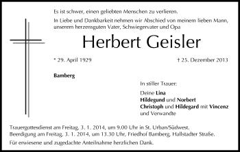 Anzeige von Herbert Geisler von MGO