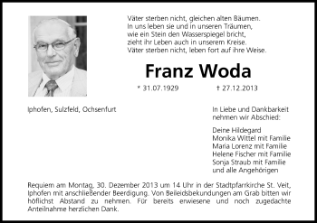 Anzeige von Franz Woda von MGO